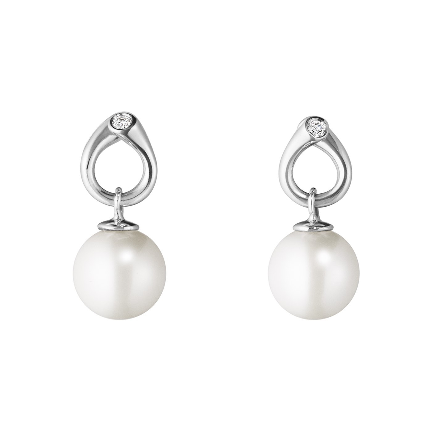 MAGIC Ørering Hvidguld PEARL Diamant 0.04 CT