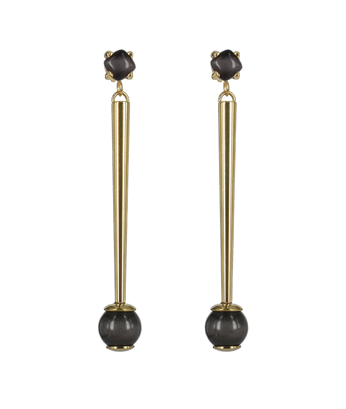 VICTORIA Long Øreringe Guld/Gray