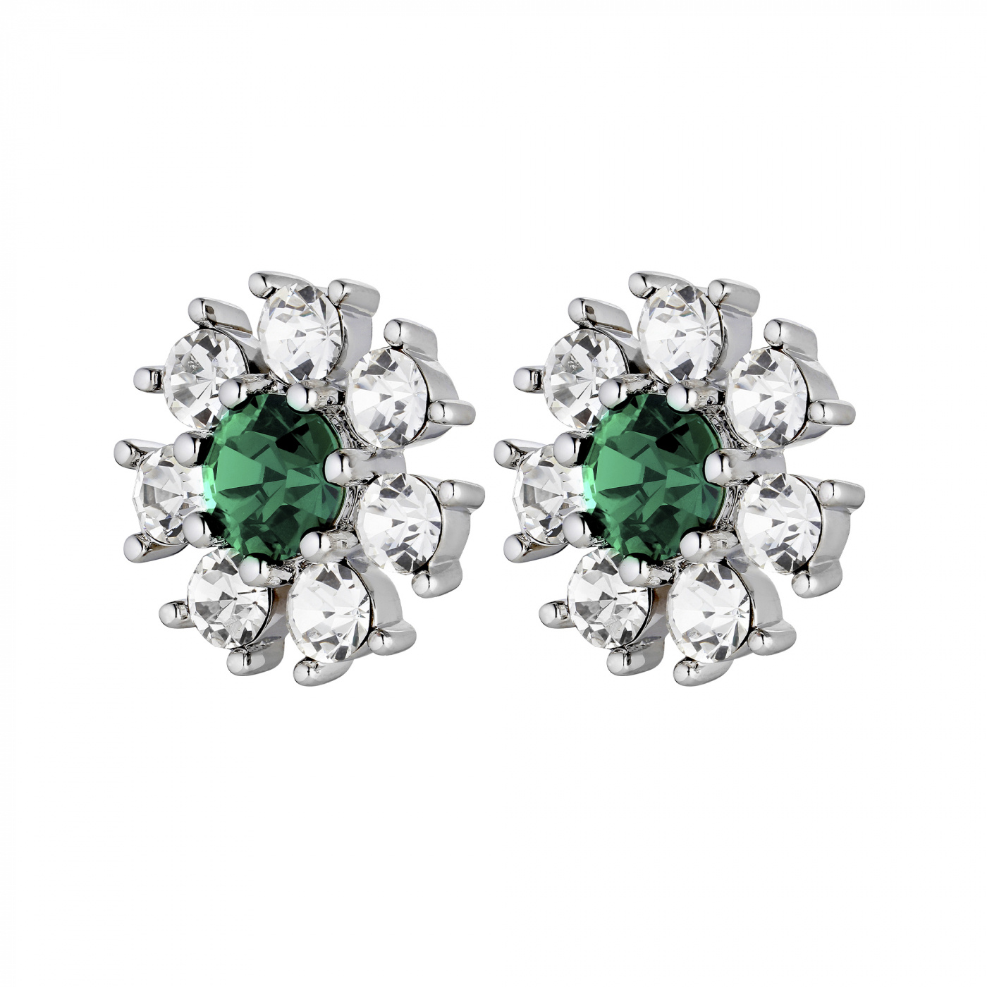 AUDE Sølv EMERALD GREEN / CRYSTAL Ørering