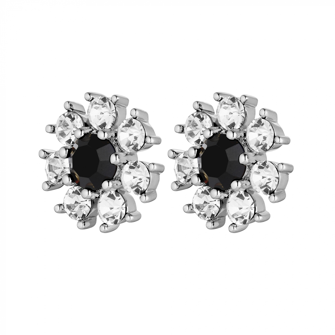 AUDE Sølv BLACK / CRYSTAL Ørering
