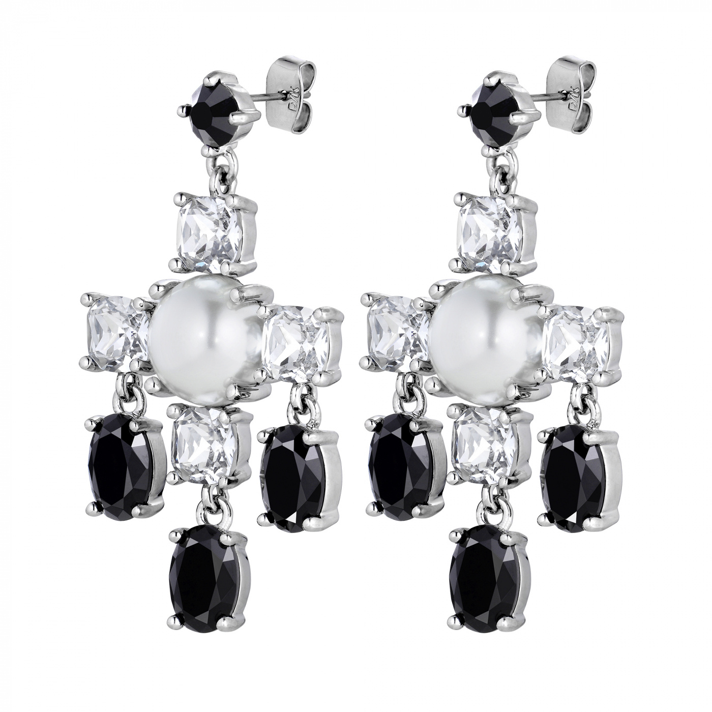 LEONORA Sølv CRYSTAL / BLACK Ørering