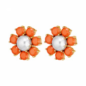 AUBRA SG CORAL / WHITE PEARL Earrings Gold AUBRA SG CORAL / WHITE PEARL Earrings Gold