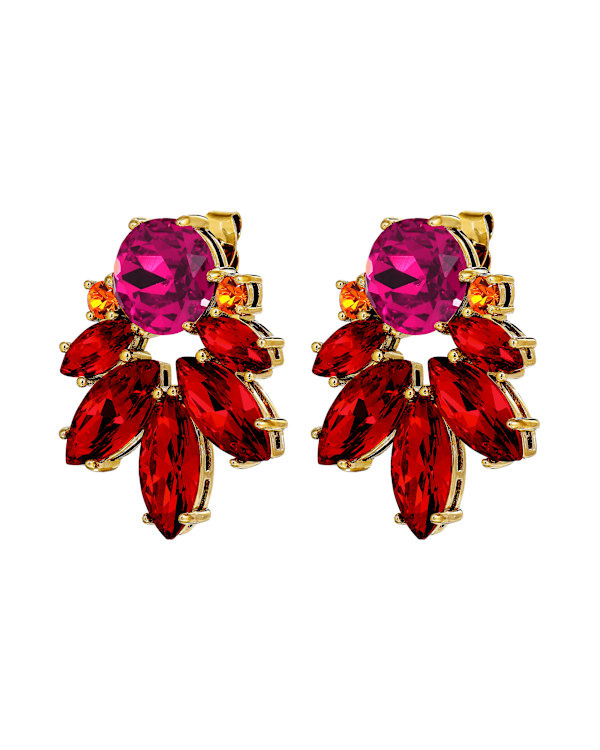 DRAGO SG RED / PINK EARRINGS GOLD