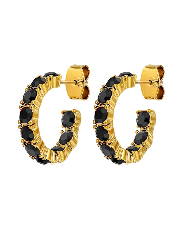 RAQUEL SG BLACK EARRINGS GOLD