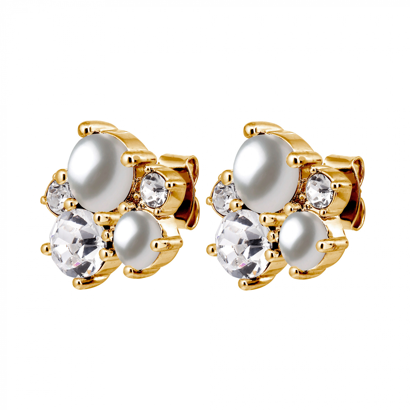 MINNIE SG CRYSTAL / WHITE PEARL Earrings Gold