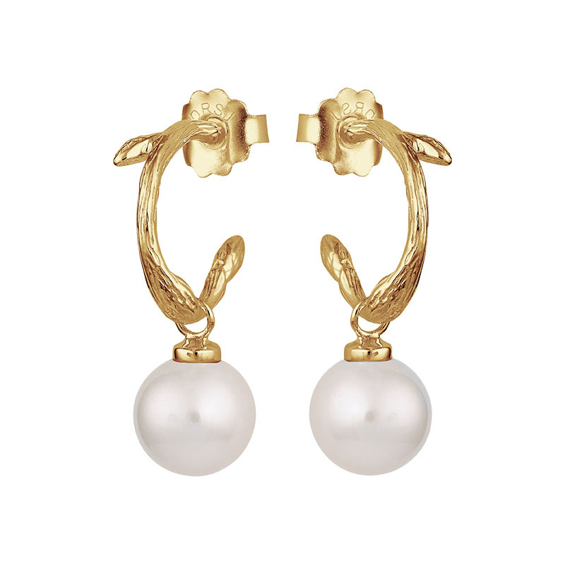 Branch pearl hoops gold