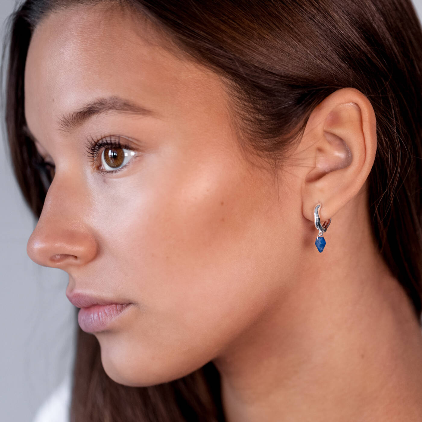 Diamona Blue Quartz Ørering Sølv