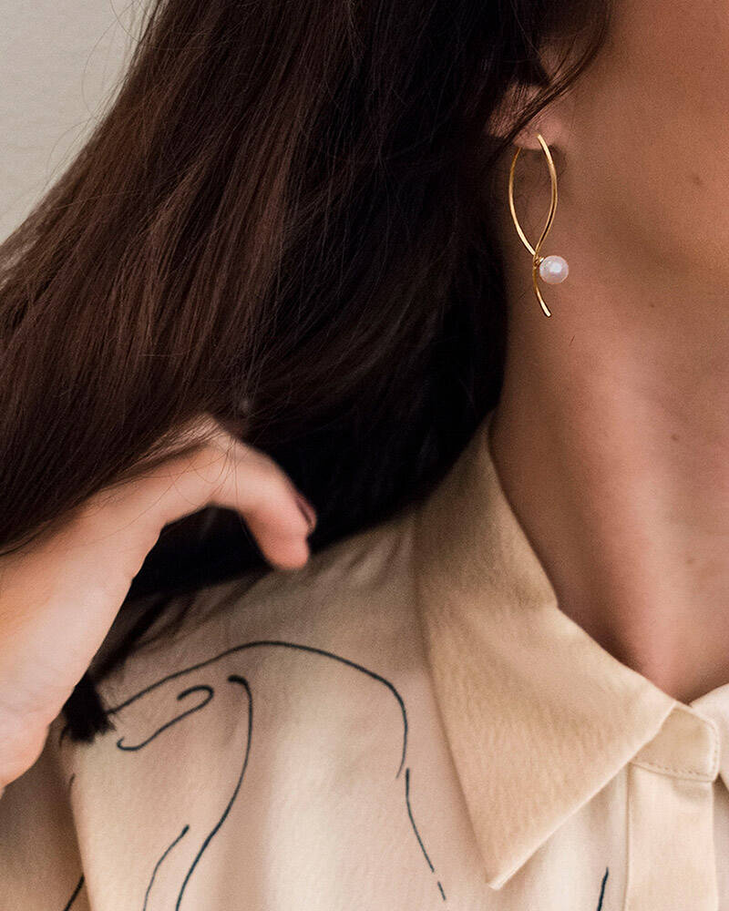 Le pearl Ørering Guld