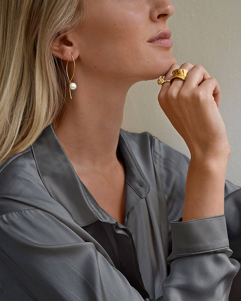 Le pearl Ørering Guld