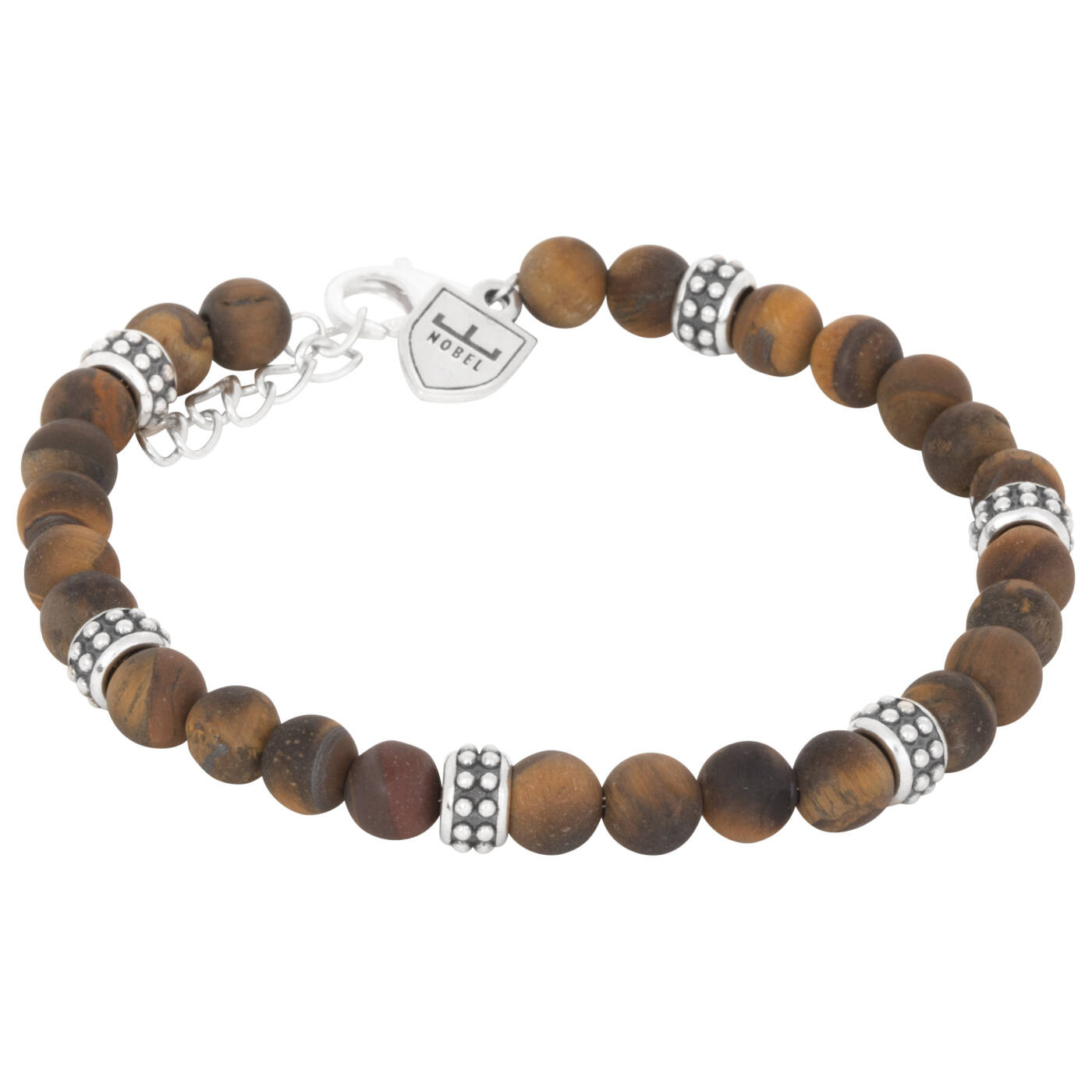 Sølv/beadsArmbånd Tigeröga. 19,5+3cm