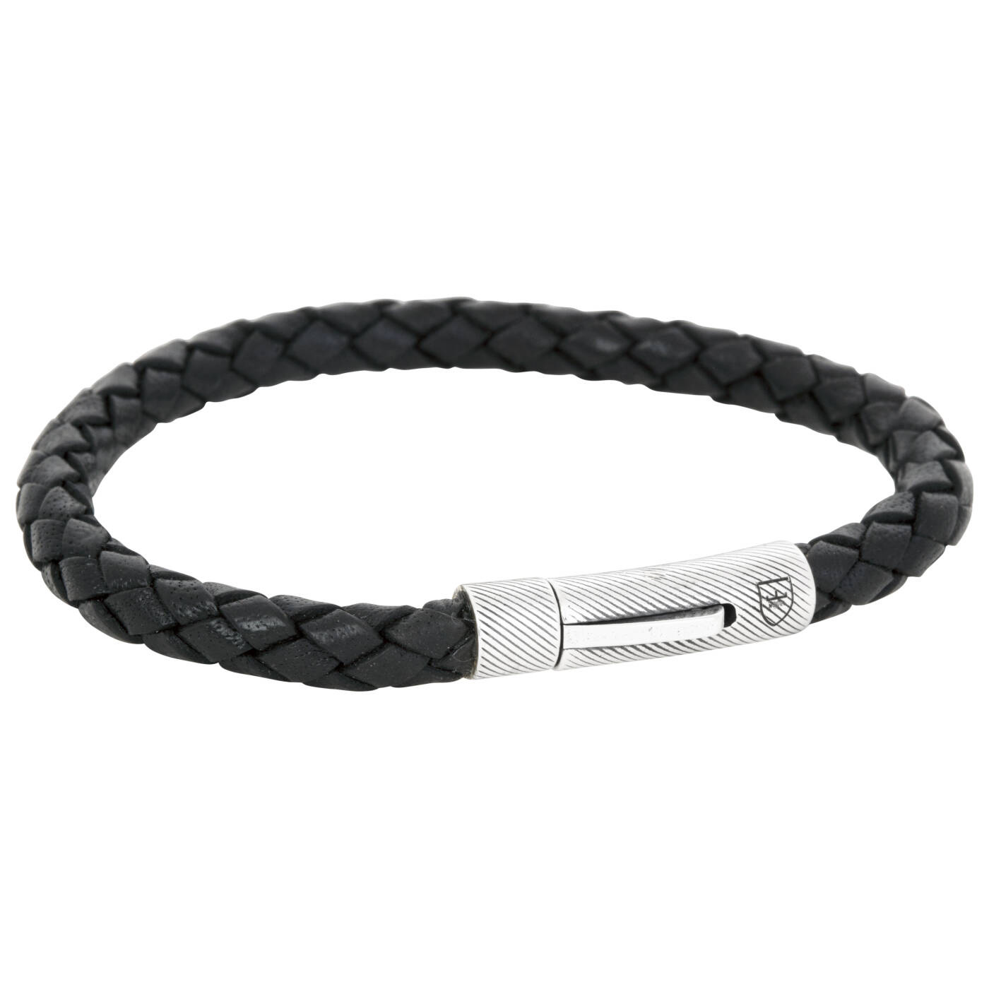 Sølv/läderArmbånd svart