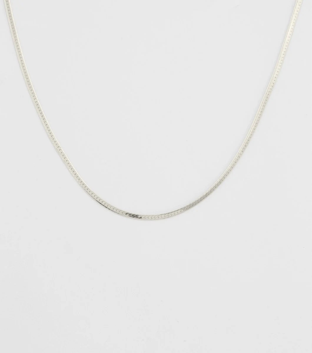 Herringbone Choker Halskæde Sølv