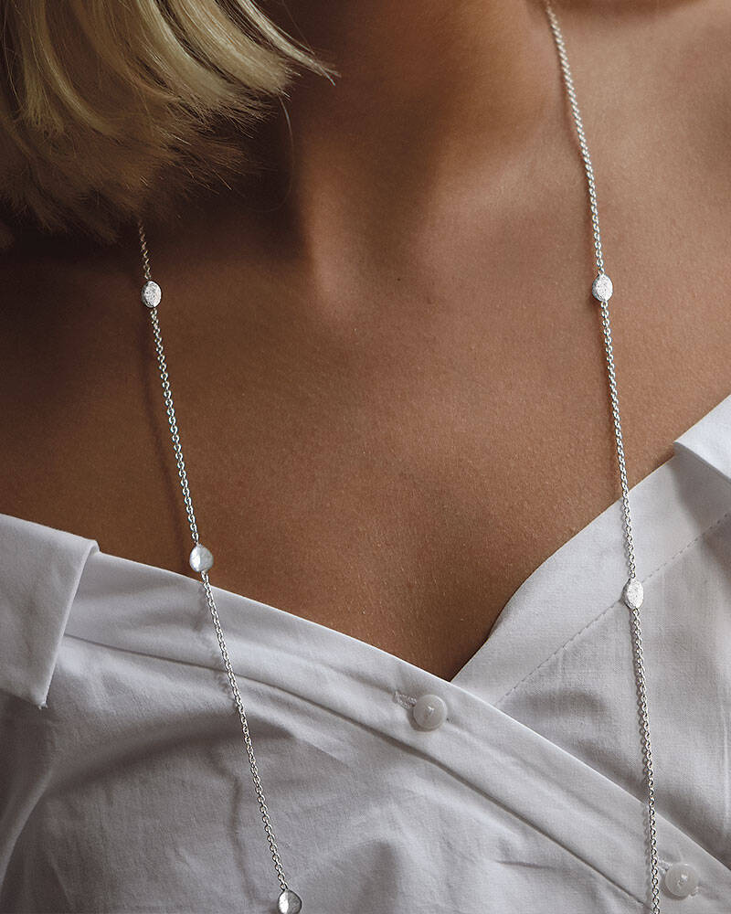 Pebbles long Halsketten Sølv