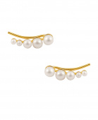 Pearl Croissant Earrings Gold