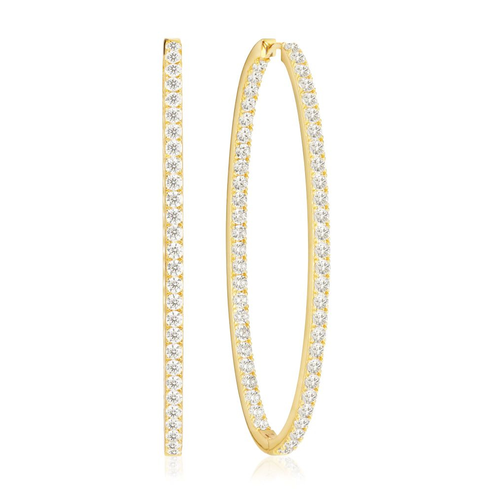 Ellisse Grande - 18k guldpläterade, med vita zirkoner Ørering