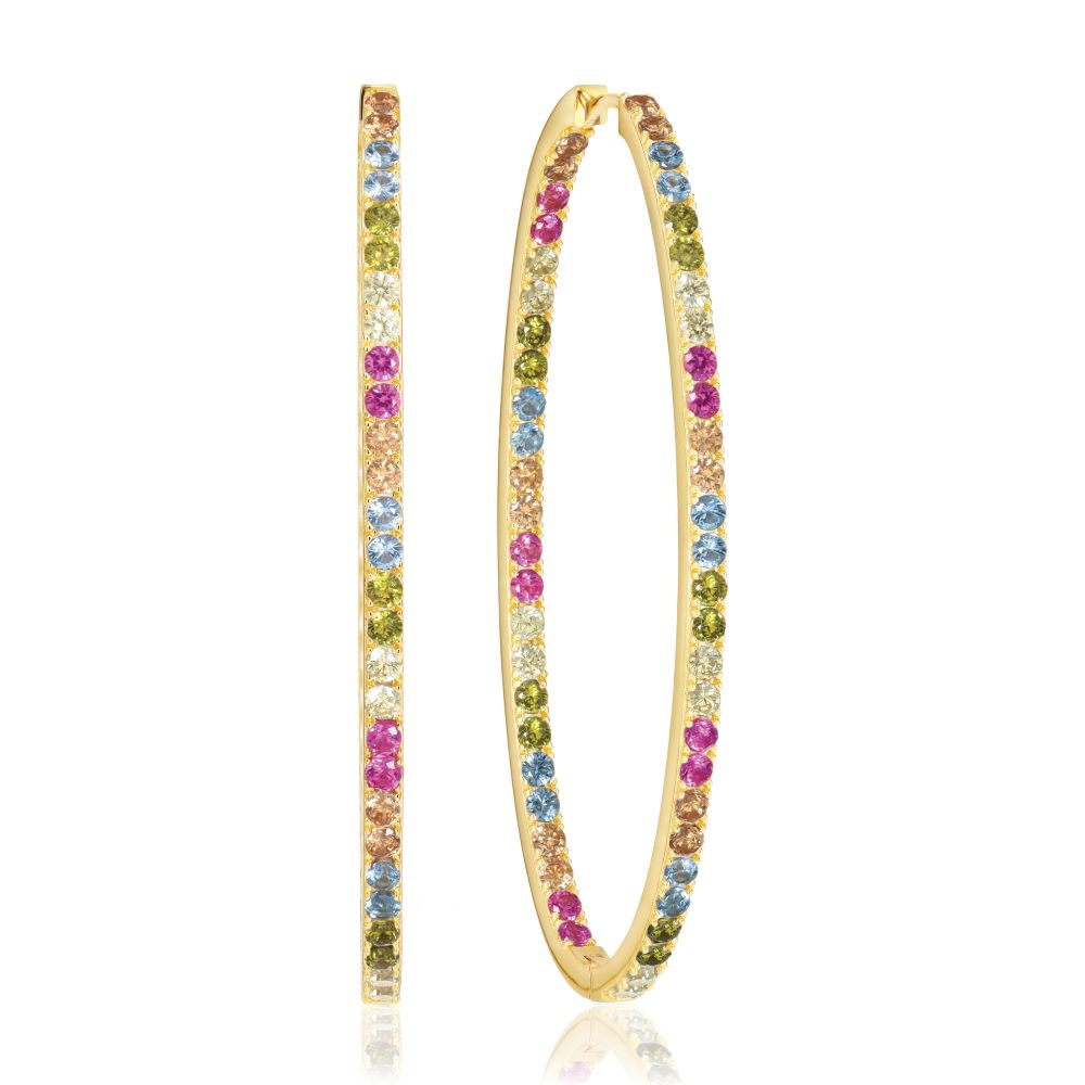 Ellisse Grande - 18k guldpläterade, med multifärgade zirkoner Ørering