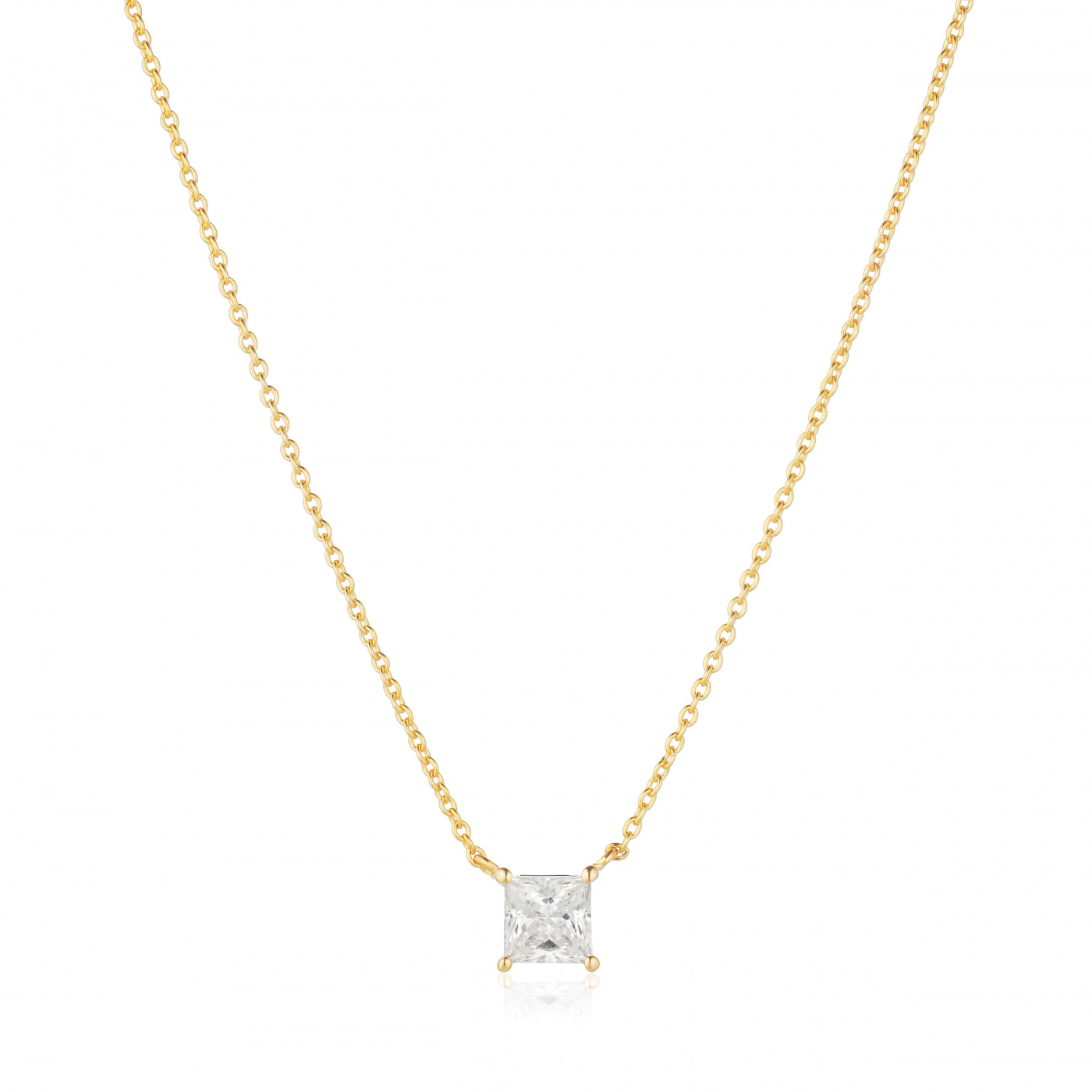 ELLERA QUADRATO Halskæde Vita Zirkoner Guld