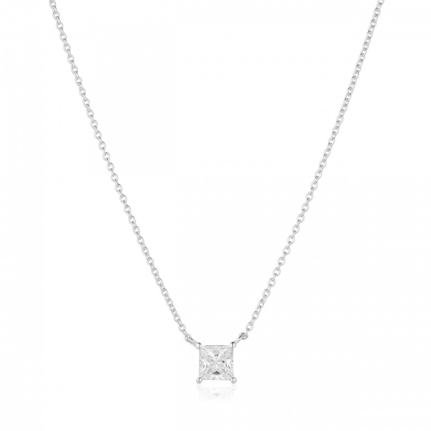 ELLERA QUADRATO Halskæde Vita Zirkoner Sølv