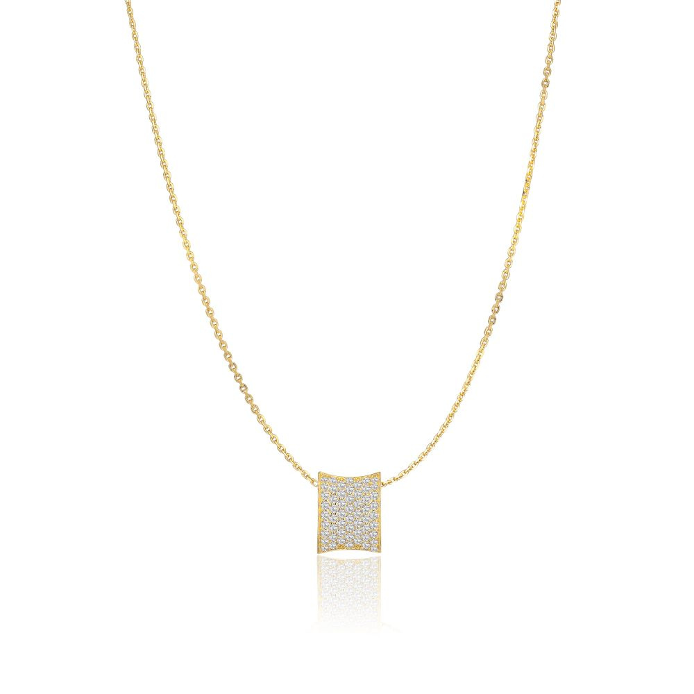 Feline Concavo - 18k guldpläterad, med vita zirkoner Halskæde