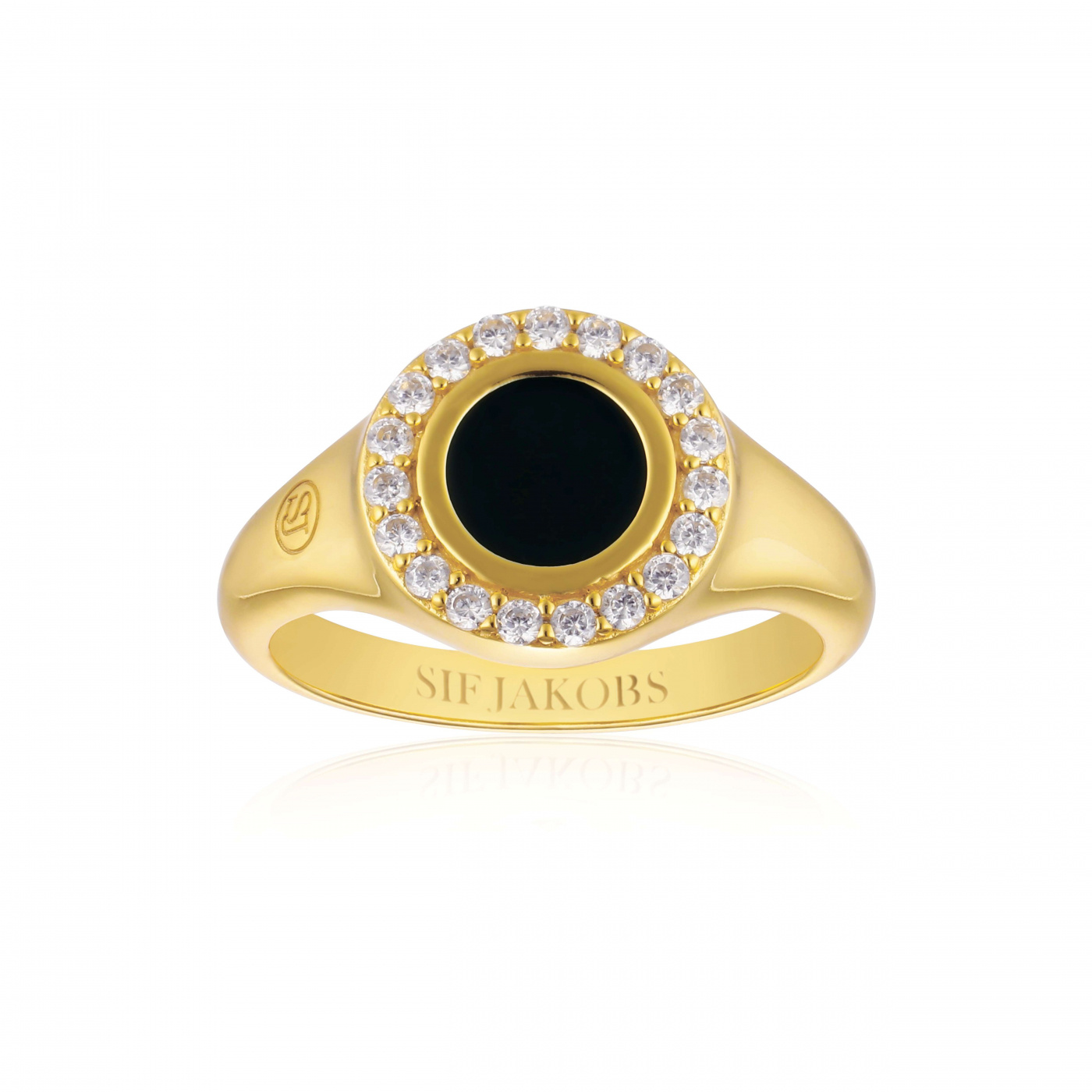 FOLLINA NERO PICCOLO Ring Vita Zirkonia och Svart Emalj Guld