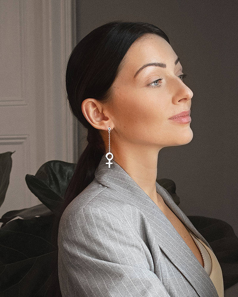 Women Unite long Ørering Sølv