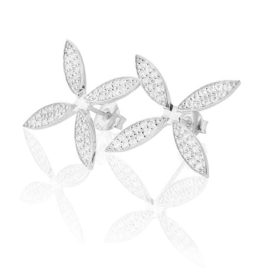 Sparkling ellipse  Earrings Silver