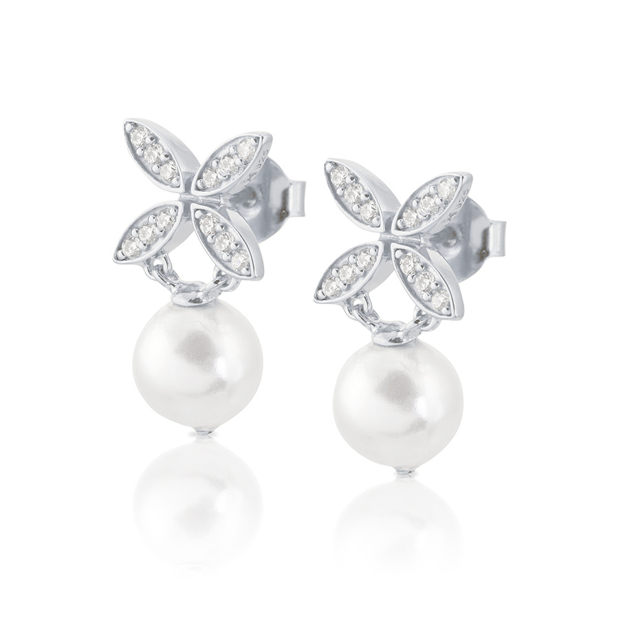 Ellipse mini pearl Earrings Silver