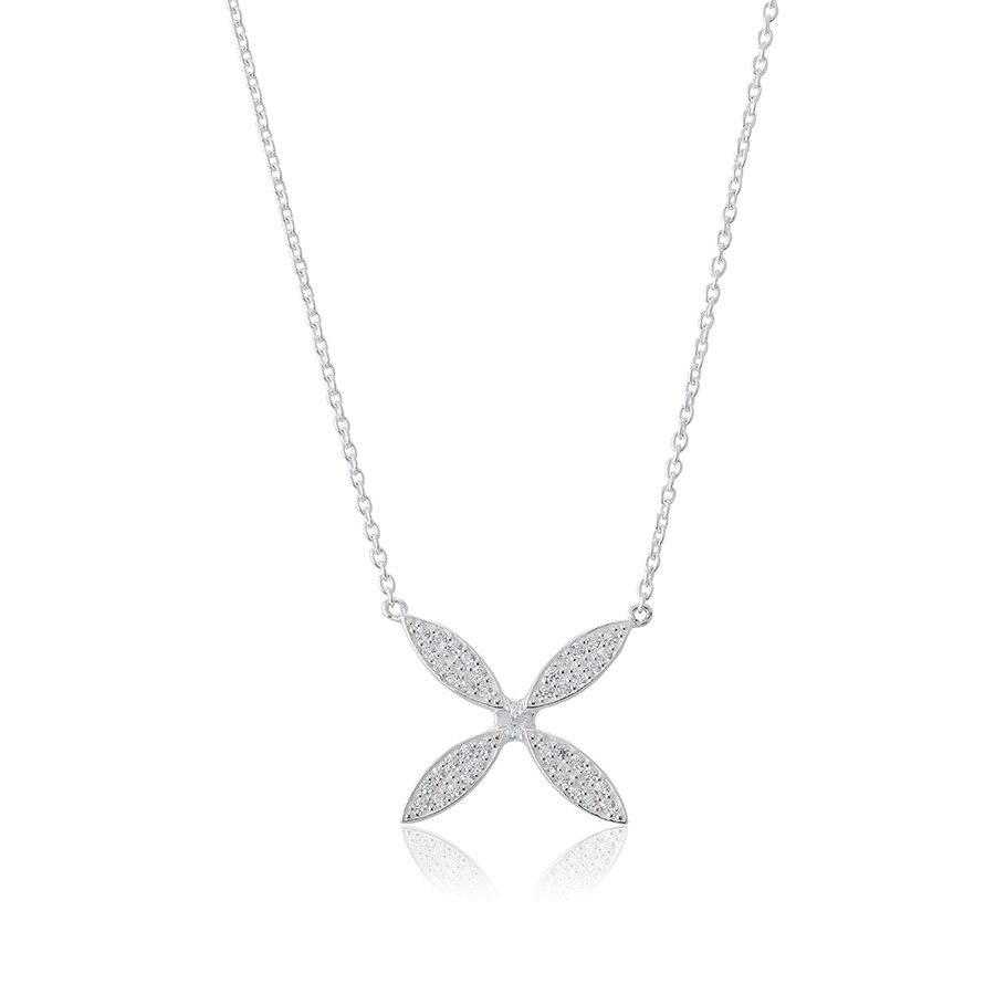 Sparkling ellipse Necklace Silver