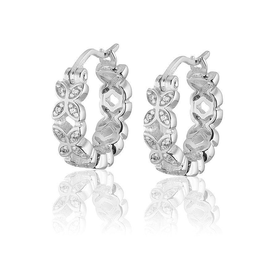 Sparkling ellipse mini Earrings creol Silver